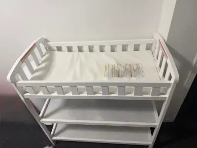 White Wooden Baby Changing Table with Pad, View more