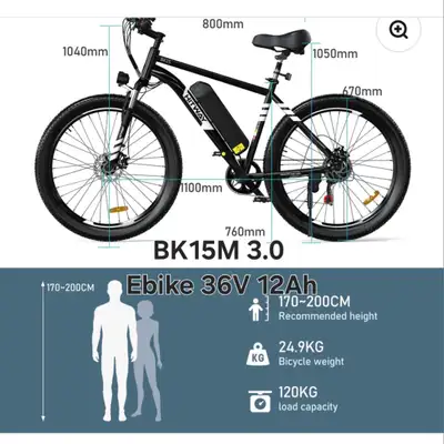 Ebike 36V 12Ah 26" works well easy ride, View more