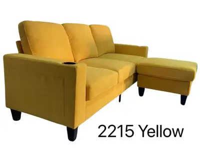 Yellow 3 seater sofa with ottoman for sale near me , View more