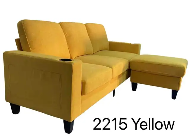 Yellow 3 seater sofa with ottoman for sale near me  in Couches & Futons in Woodstock - Image 2