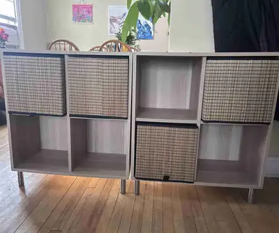 Ikea shelving units (2) + accs., View more