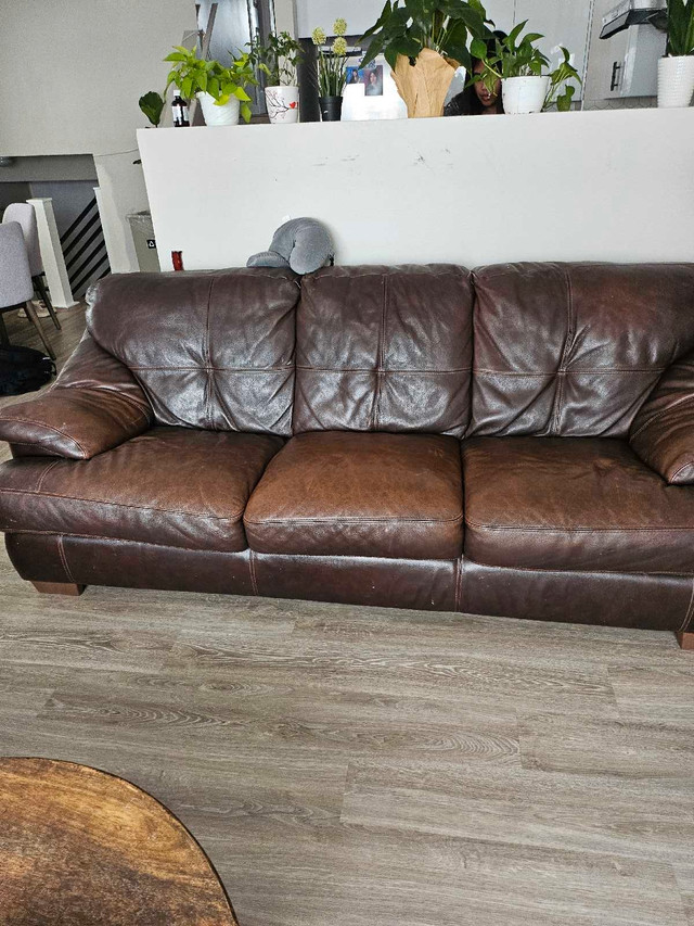 Genuine leather couch in Couches & Futons in Calgary - Image 2