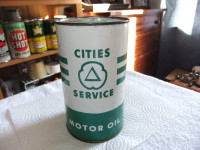oil can imperial quart green cities service motor oil 1950s