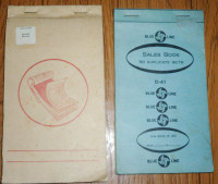 Pair Vintage Receipt Sales Books Blue Line 1960's - 1970's
