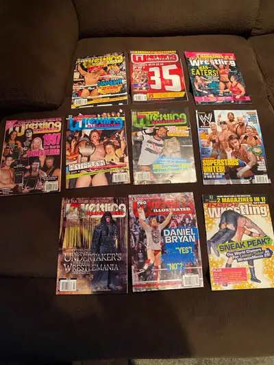 10 Vintage WWF/WWE and pro wrestling Magazines , View more