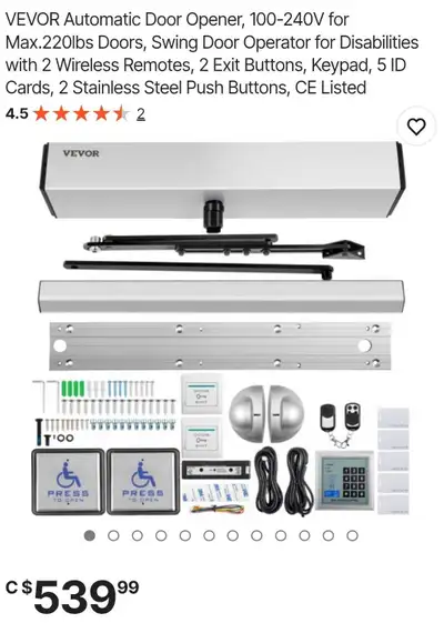 Velvor automatic door opener still in box. It was opened but never installed paid over 500$ selling...