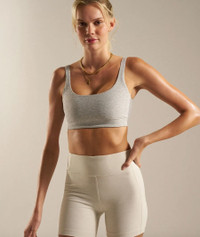 Outdoor Voices Double Time grey sports bra in 'dove' (size S)