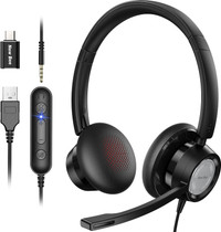 New USB Headset with 270° Rotatable Noise Cancelling Microphone