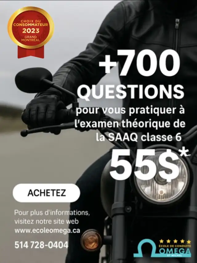 Online preparation for the SAAQ theoretical exam CLASS 6 – MOTORCYCLE63860085564163120