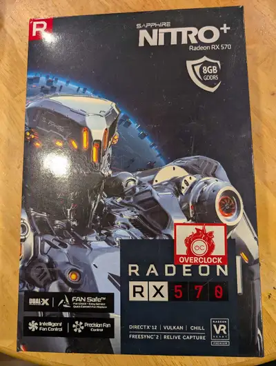 Selling a used Sapphire Nitro+ Radeon RX 570 with 8GB of GDDR5 memory, perfect for gaming and graphi...