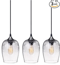 ARIAMOTION 3-Pack Seeded Glass Bubbles Stainless Pendant Fixture