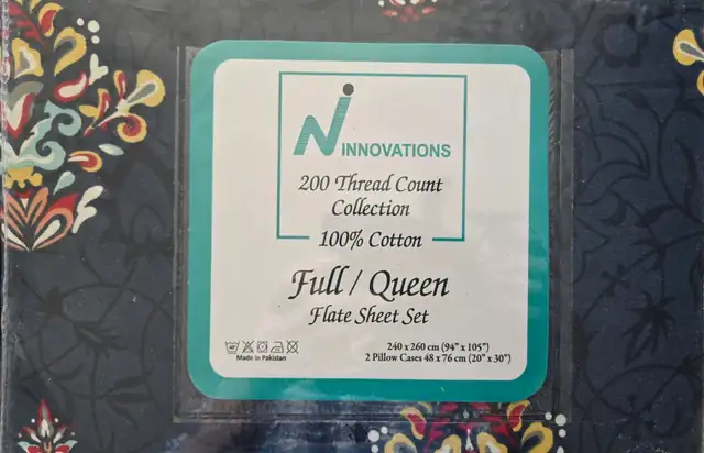 $30 for Both! Sealed Queen flat Sheet Set(no fitted sheet)cotton in Bedding in Mississauga / Peel Region - Image 4