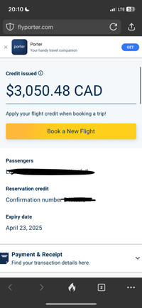 $3,050 Porter Airline Travel Credit