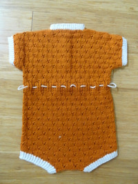 Hand-knitted cotton rust colour Playsuit