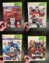NBA 2k14, NHL 14, Madden 25, MMA Xbox 360 Game / Jeu