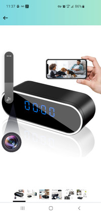 Hidden Camera Clock 1080P HD WiFi Spy Nanny Cam Indoor Wireless