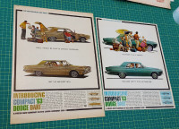 TWO 1963 DODGE DART VINTAGE ORIGINAL CAR ADS - ANNONCE AUTO