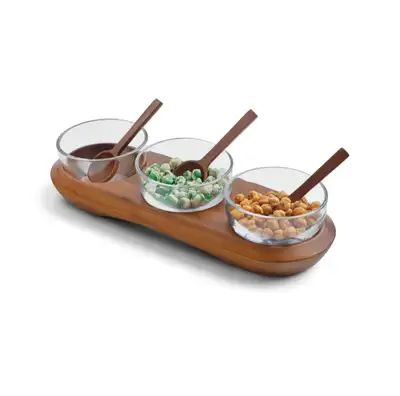 Great for presenting a trio of dipping sauces, nuts, dried fruits and more, the set includes three w...