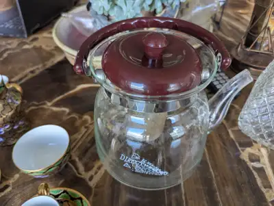 Glass Tea Kettle with Diffuser Floral decoration Fastest Pickup, Yonge and Clark Please check my oth...