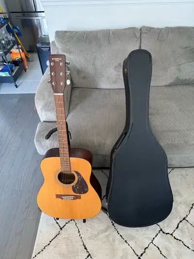 acoustic guitar with stand and hard case, View more