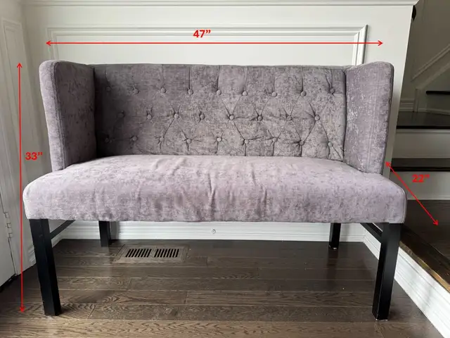 Grey Velvet Bench – Good Condition new price in Other in Oakville / Halton Region - Image 2