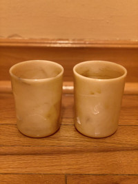 Beige Marble Look A Like Dual Bathroom Rinse Containers 