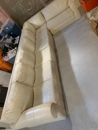 Custom made cream leather couch