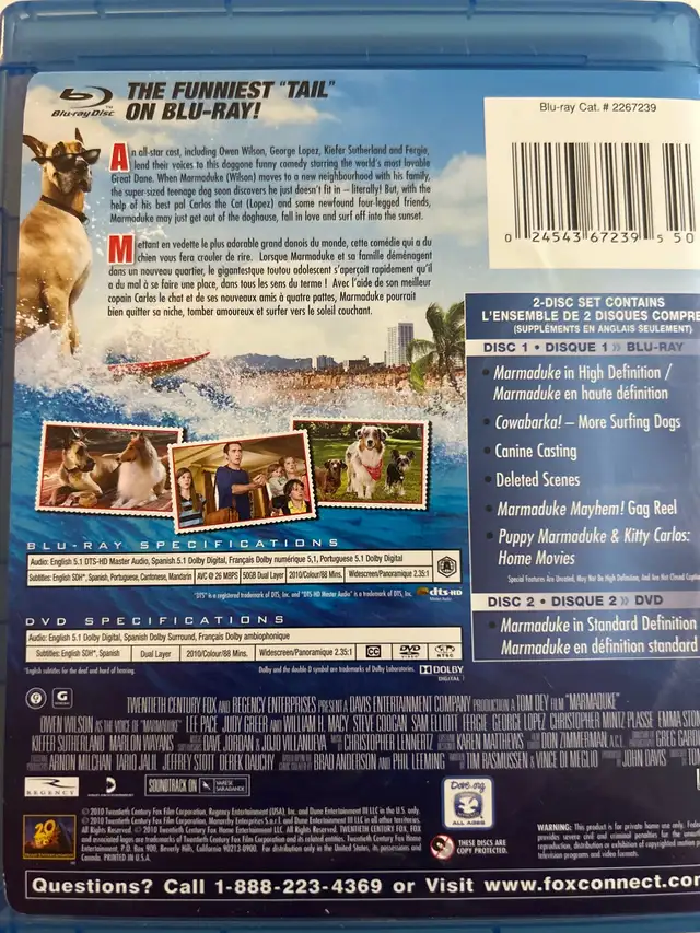 Marmaduke Blu-ray & DVD for $7.62863729206531121