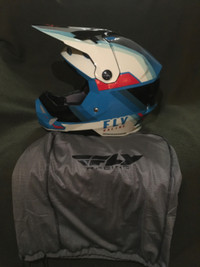 Motocross helmet with goggles.