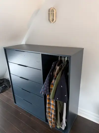 IKEA NORDMELA 5-Drawer Dresser with Clothes Rail $150, View more