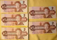 7 Billets de 2 Dollars Canada (2 X 1974  / 5X 1986)