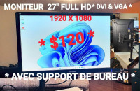 MONITEUR VIEWSONIC 27"- FULL HD+ SUPPORT DE BUREAU*NEUF