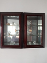 Miniature Solid Wood Wall Unit Vintage China Cabinet