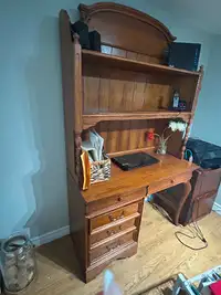 Solid wood desk with hutch