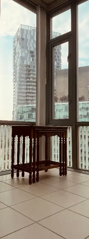 RARE FIND:: European Antique Set of 3 Nesting Side Coffee Tables, View more