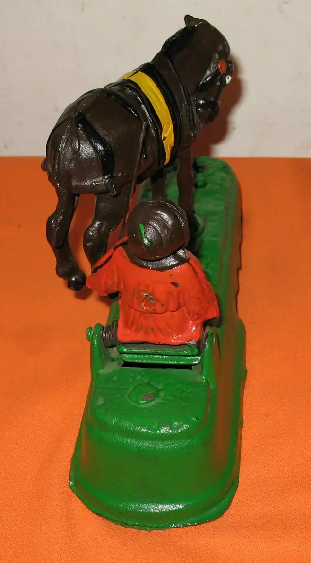 Vintage Kicking Horse - Mule Mechanical Cast Iron Coin Bank Rare in Arts & Collectibles in Edmonton - Image 8