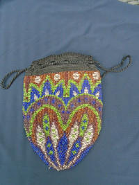 Vintage Antique Collectible Beaded Drawstring Evening Bag