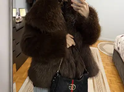 brown fur coat , View more
