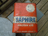 Old steel oil can, from Saphire  motor oil.