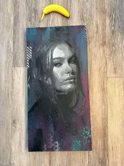 Made by local artist KERZ. Measures 15"x30". Pickup in Parkallen