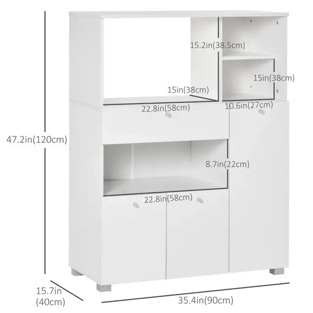 Compact Kitchen Pantry Cabinet Server Hutch Storage Buffet with  in Hutches & Display Cabinets in Markham / York Region - Image 3