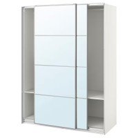 IKEA wardrobe (PAX/AULI, sliding doors, white/mirror glass 