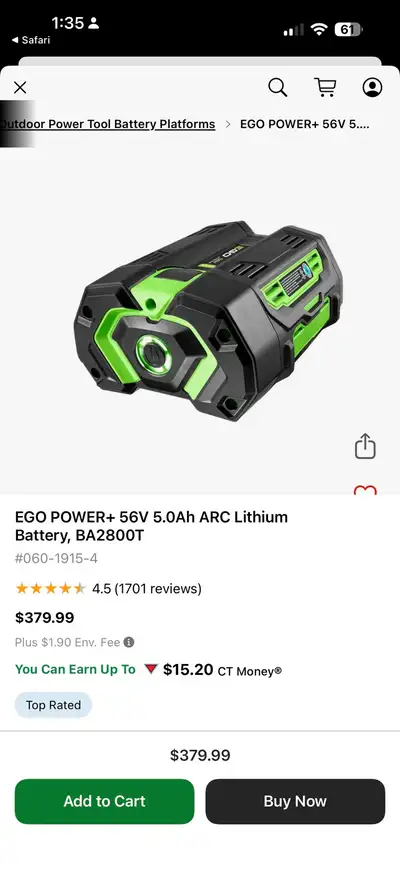 Ego Power+ 5.0 battery (Brandnew in a box), View more