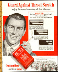 1952 full-page 2-color magazine ad for Pall Mall