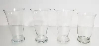 4 glass flower vases, View more
