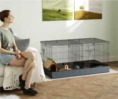 NEW PawHut 47.6" 2 Animal Cage/ Playpen with Removable Top, View more