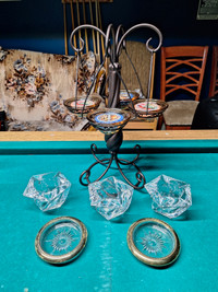 Lead crystal candle holder lot
