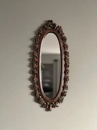 Mid Century Bronzed Oval Mirror, View more