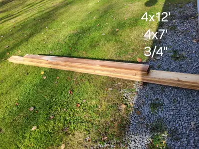 Selling cedar wood v joint tongue and groove panels that were used as siding. Weathered, some tongue...