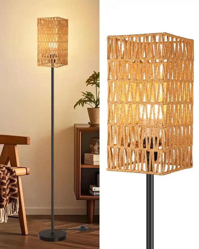 Rattan Floor Lamp for Living Room, 62" Tall Standing Lamp  in Indoor Lighting & Fans in Markham / York Region - Image 2